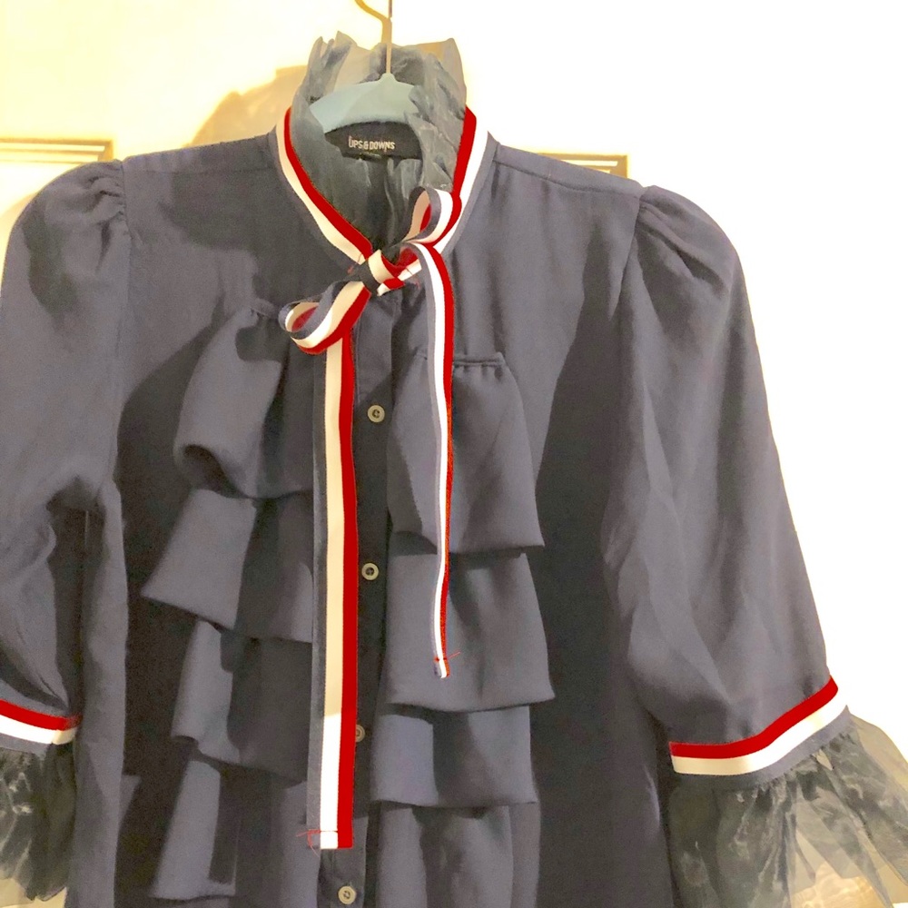 Classic Chic Ruffles Blouse. Size L But M In Fit.